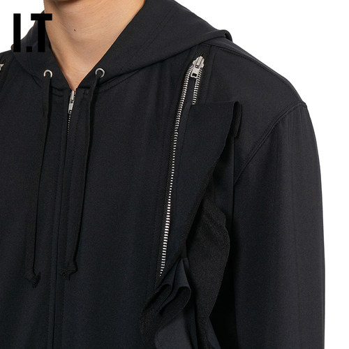 IT CDG COMME des GARCONS HOMME PLUS男装荷叶边饰拉链连帽卫衣 - 图2