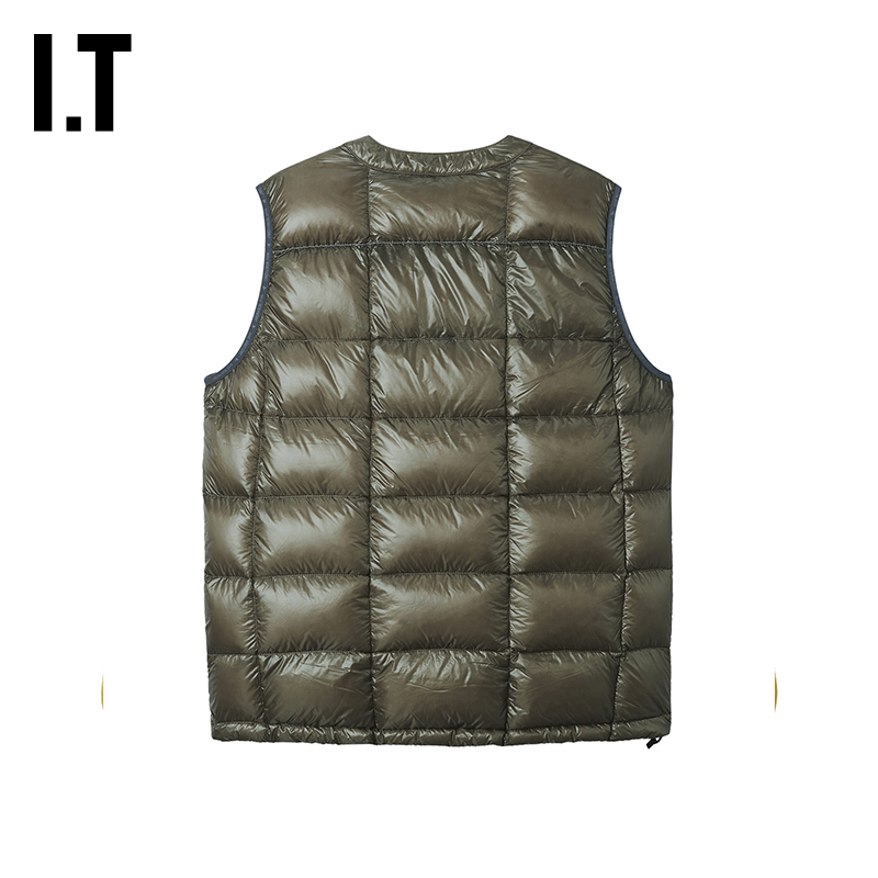 IT and wander男装羽绒马甲新款简约潮流绗缝羽绒背心231010MP - 图0