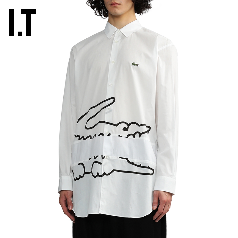 IT CDG COMME des GARÇONS SHIRT|LACOSTE联名款男中长款拼接衬衫-图1