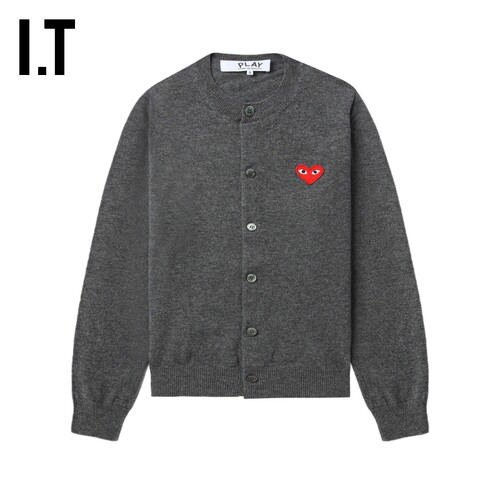 IT CDG PLAY COMME des GARCONS川久保玲情侣款合身羊毛针织开衫 - 图0