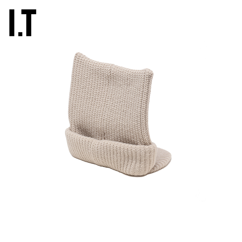 IT Mihara Yasuhiro女款平檐针织帽新款个性趣味冷帽毛线帽4002BE - 图0