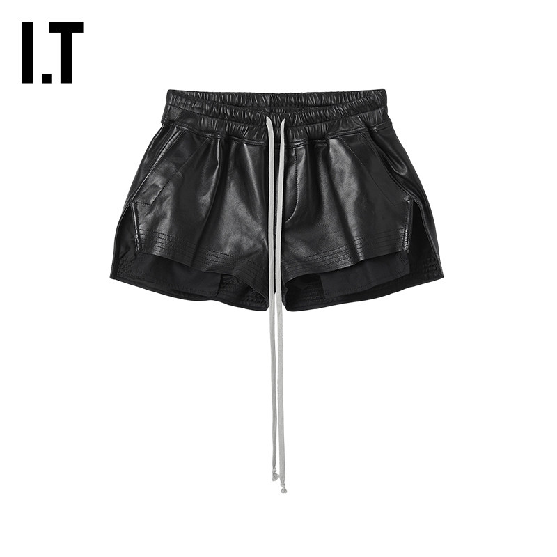 IT Rick Owens女装合身皮裤短裤新款时髦摩登拼接休闲裤6316LB0Q,淘宝优惠券,粉丝福利购,淘宝优惠卷