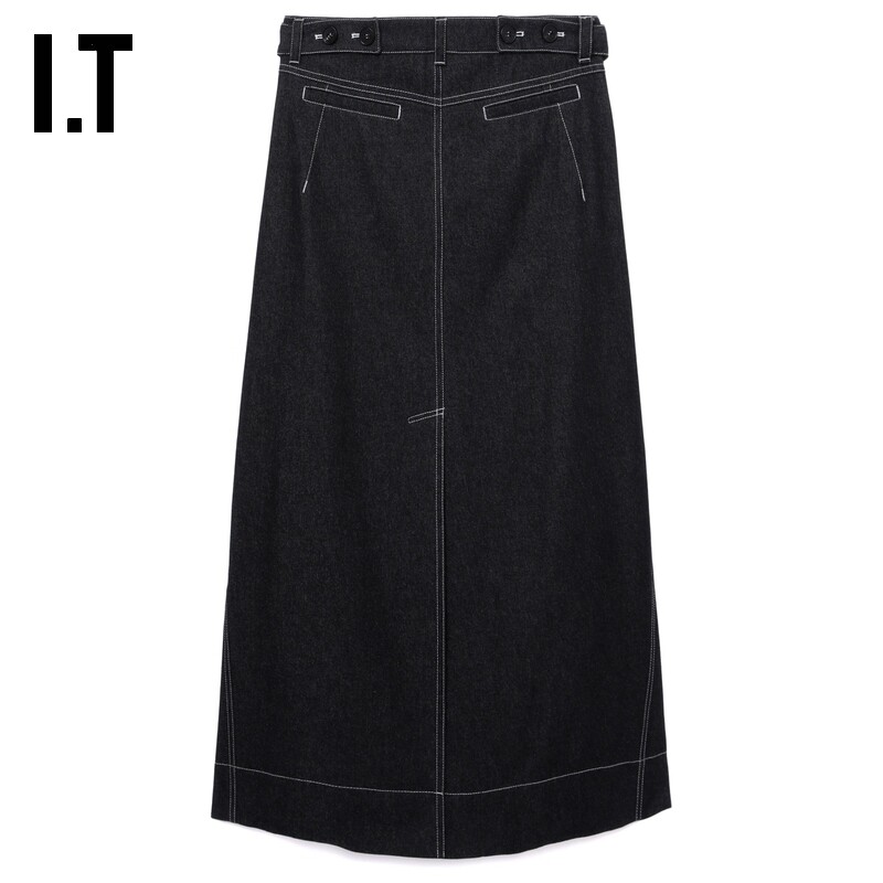 IT LOW CLASSIC女装牛仔半身裙新款时尚气质扣饰袢带直筒裙05BKXN,淘宝优惠券,粉丝福利购,淘宝优惠卷