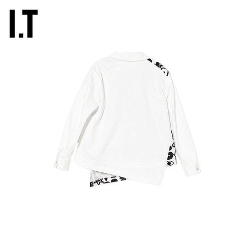 IT CDG COMME des GARCONS HOMME BLACK情侣款斜门襟牛仔夹克外套 - 图0