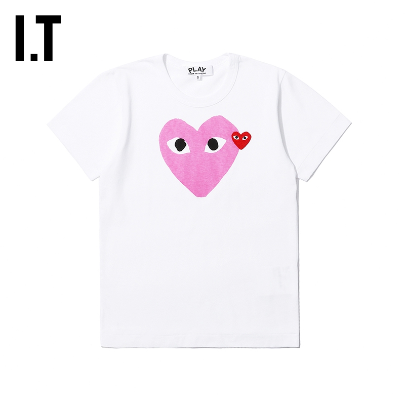 IT CDG PLAY COMME des GARCONS川久保玲女装短袖T恤彩色爱心装饰 - 图1