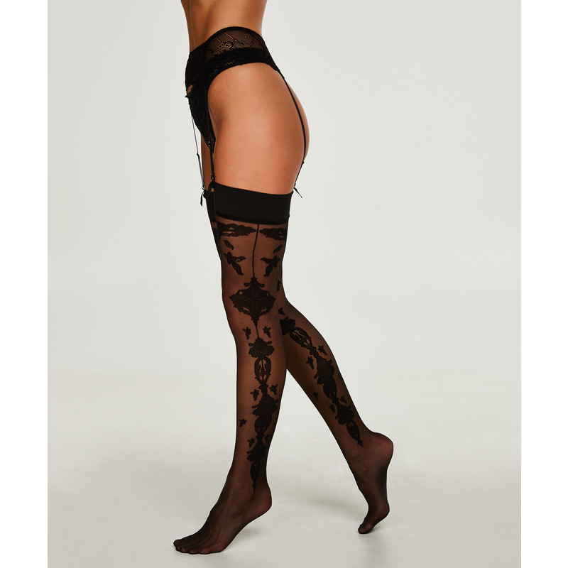 hunkemoller春秋蝴蝶结蕾丝美腿袜 hunkemoller短袜/打底袜/丝袜/美腿袜