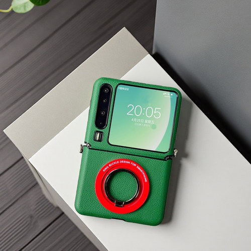 适用华为purax手机壳全包中轴铰链novaflips磁吸支架荣耀Magicvflip2高级皮小米mixflip2可爱三星zflip7防摔 - 图0