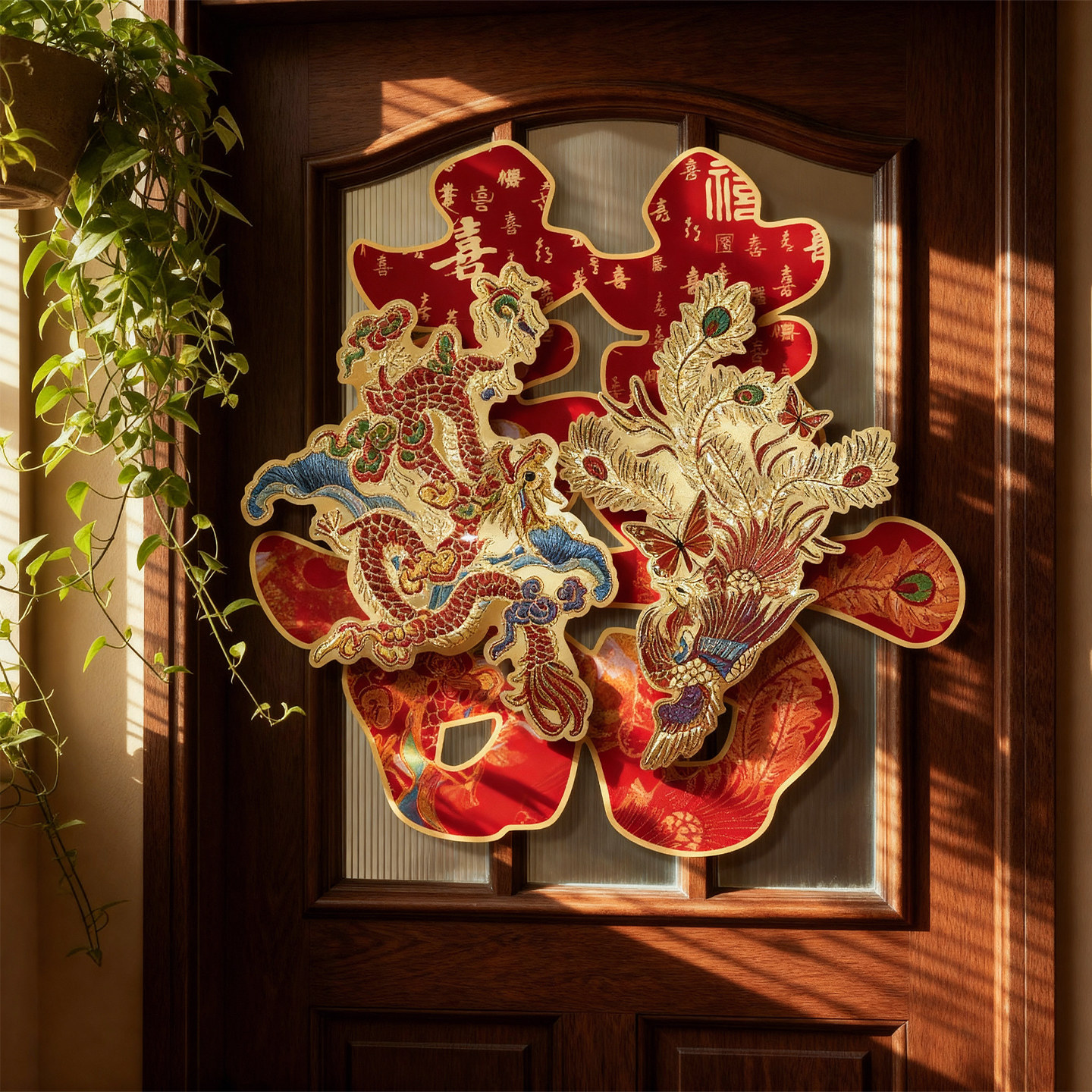 结婚婚房卧室背景墙氛围装饰立体龙凤喜字kt板高级感床头摆件布置,淘宝优惠券,粉丝福利购,淘宝优惠卷