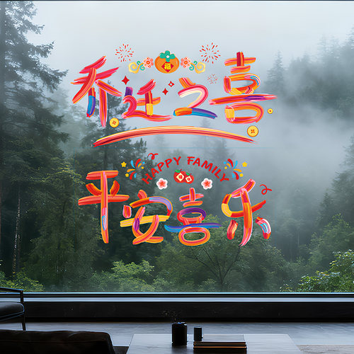 乔迁之喜装饰厨房玻璃门贴纸静电贴新居客厅布置搬家入宅仪式用品 - 图3