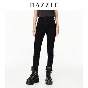DAZZLE地素奥莱 春季破洞显瘦牛仔小脚裤铅笔裤女