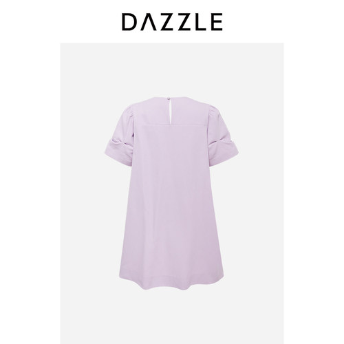 【奥莱专供】DAZZLE地素奥莱短袖连衣裙春夏季浅法式简约高级感A - 图0