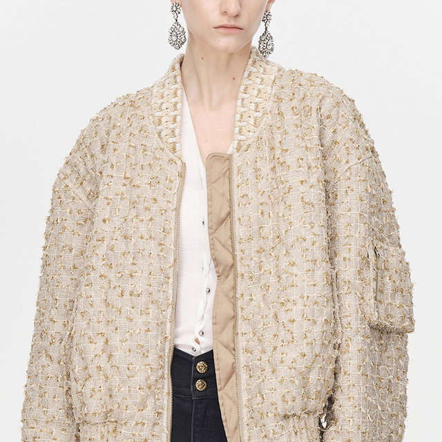 DAZZLE Disu Ole Floral Jacket ລະດູຫນາວ Elegant ແລະ Chic Cotton Jacket ສໍາລັບແມ່ຍິງ