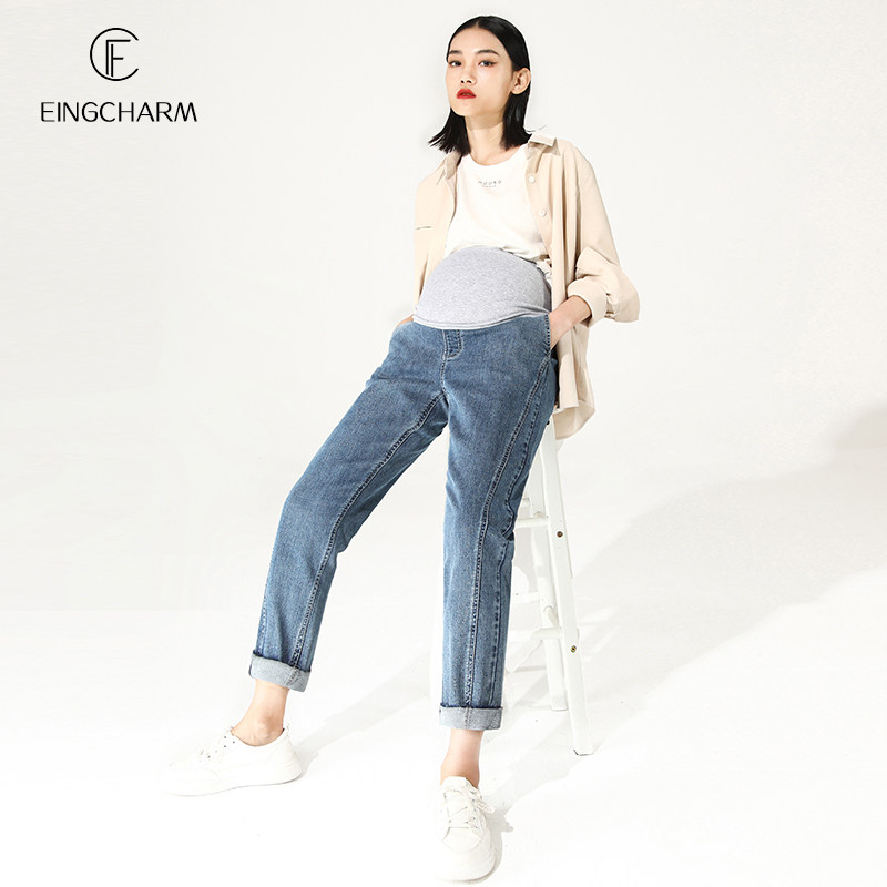 外穿春秋宽松大码九分直筒长裤 茵魅孕妇直筒裤