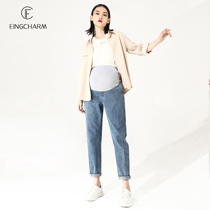 外穿春秋宽松大码九分直筒长裤 茵魅孕妇直筒裤