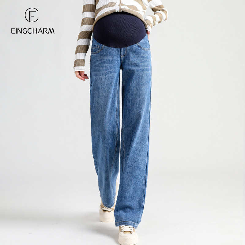 孕妇裤秋季外穿宽松阔腿裤牛仔裤 茵魅孕妇直筒裤