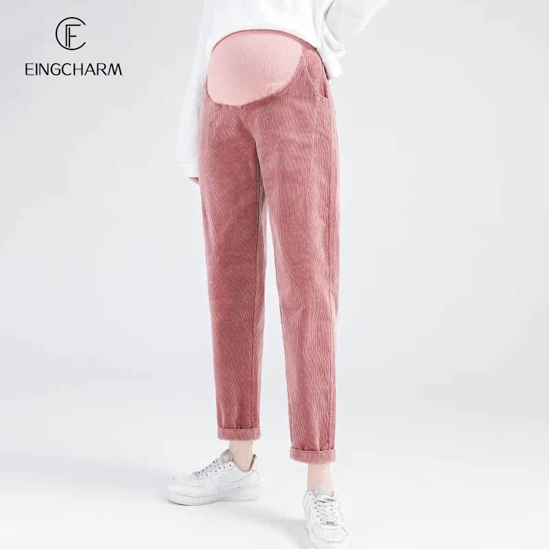 秋冬外穿宽松时尚托腹冬款孕妇裤子 茵魅孕妇直筒裤