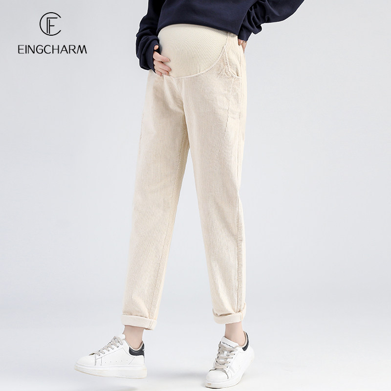 秋冬外穿宽松时尚托腹冬款孕妇裤子 茵魅孕妇直筒裤