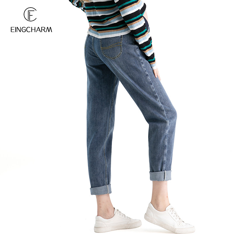 孕妇秋冬季加绒宽松老爹外穿牛仔裤 茵魅孕妇直筒裤