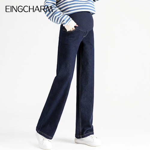 Джинсовые весенние штаны для беременных, подходит для подростков, большой размер, свободный прямой крой