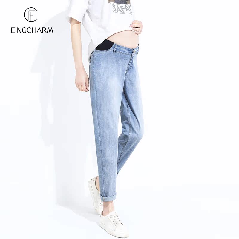 孕妇春款宽松老爹潮妈外穿牛仔裤 茵魅孕妇直筒裤