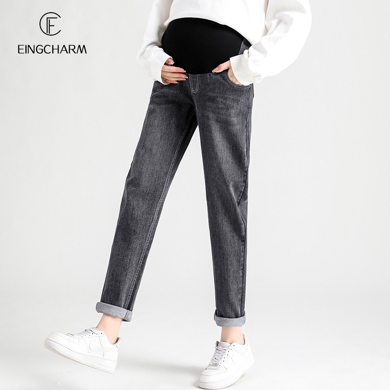 孕妇裤秋季外穿宽松九分裤牛仔裤 茵魅孕妇直筒裤