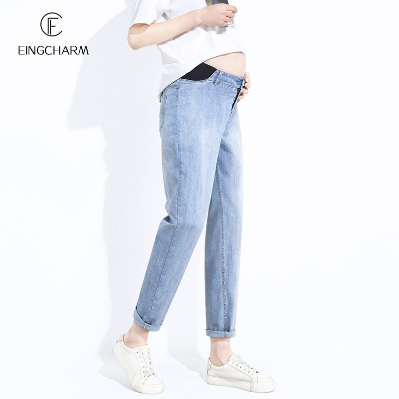 孕妇春款宽松老爹潮妈外穿牛仔裤 茵魅孕妇直筒裤