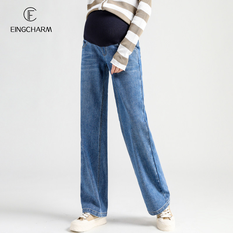 孕妇裤秋季外穿宽松阔腿裤牛仔裤 茵魅孕妇直筒裤