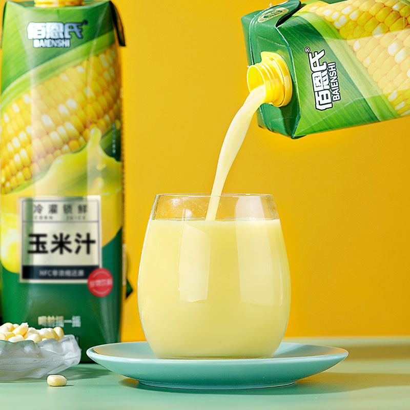 佰恩氏鲜榨NFC非浓缩还原玉米汁植物饮料谷物早餐饮品量贩装1L装