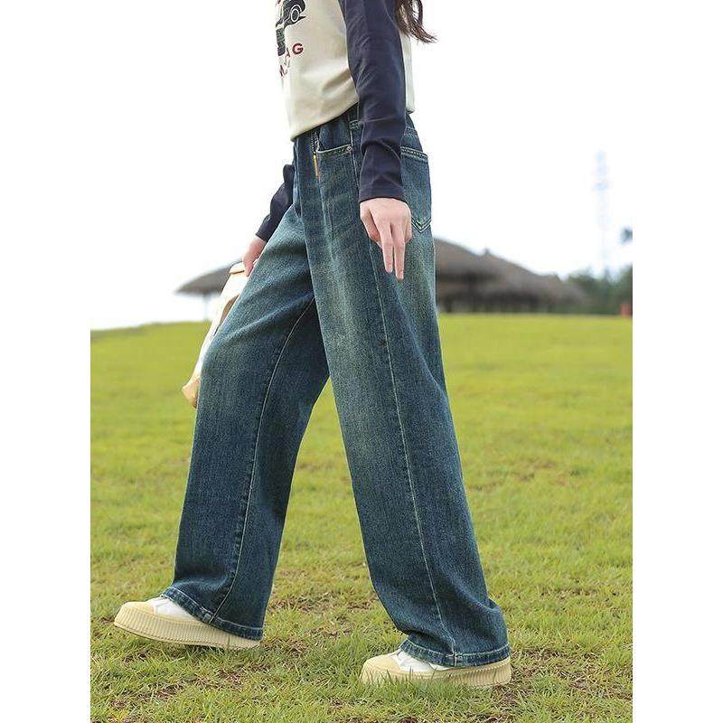 女童牛仔裤秋装2023新款儿童洋气大童休闲长裤春秋款女孩直筒裤子,淘宝优惠券,粉丝福利购,淘宝优惠卷