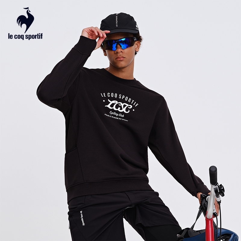 【骑行】乐卡克法国公鸡春秋季男子针织圆领运动休闲卫衣套头衫 - 图0