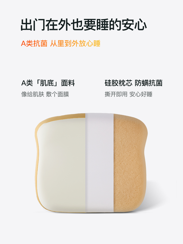 Letsleep/绘睡便携枕吐司枕出行枕旅游出差硅胶可水洗酒店枕头 - 图1