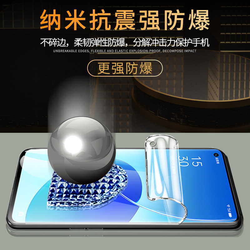 适用opporeno6pro手机膜曲屏保护reno6水凝膜5g全屏覆盖reno6pro+钢化膜防摔防爆Reno6pro软膜高清抗蓝光屏保 - 图1