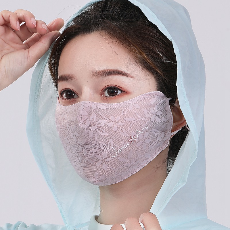 高颜值~防晒口罩遮全脸面纱女夏季冰丝防紫外线透气脸罩骑行面罩 - 图0