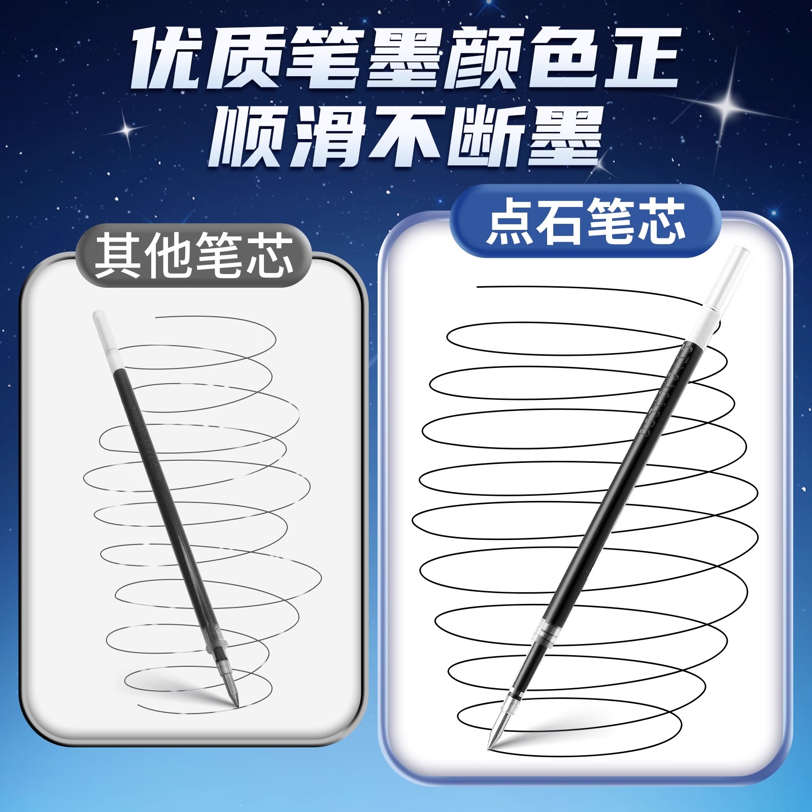 点石笔芯DS-1156-Y时空舱深海舱潜艇银管替芯0.5双珠子弹头按动中性笔替换芯黑色速干银河闪电硬核专用笔芯 - 图3