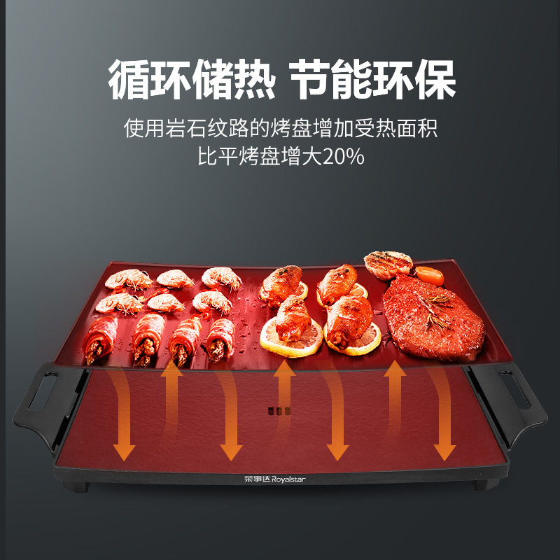 荣事达家用韩式无烟不粘锅机电烤炉 荣事达庐康烧烤炉