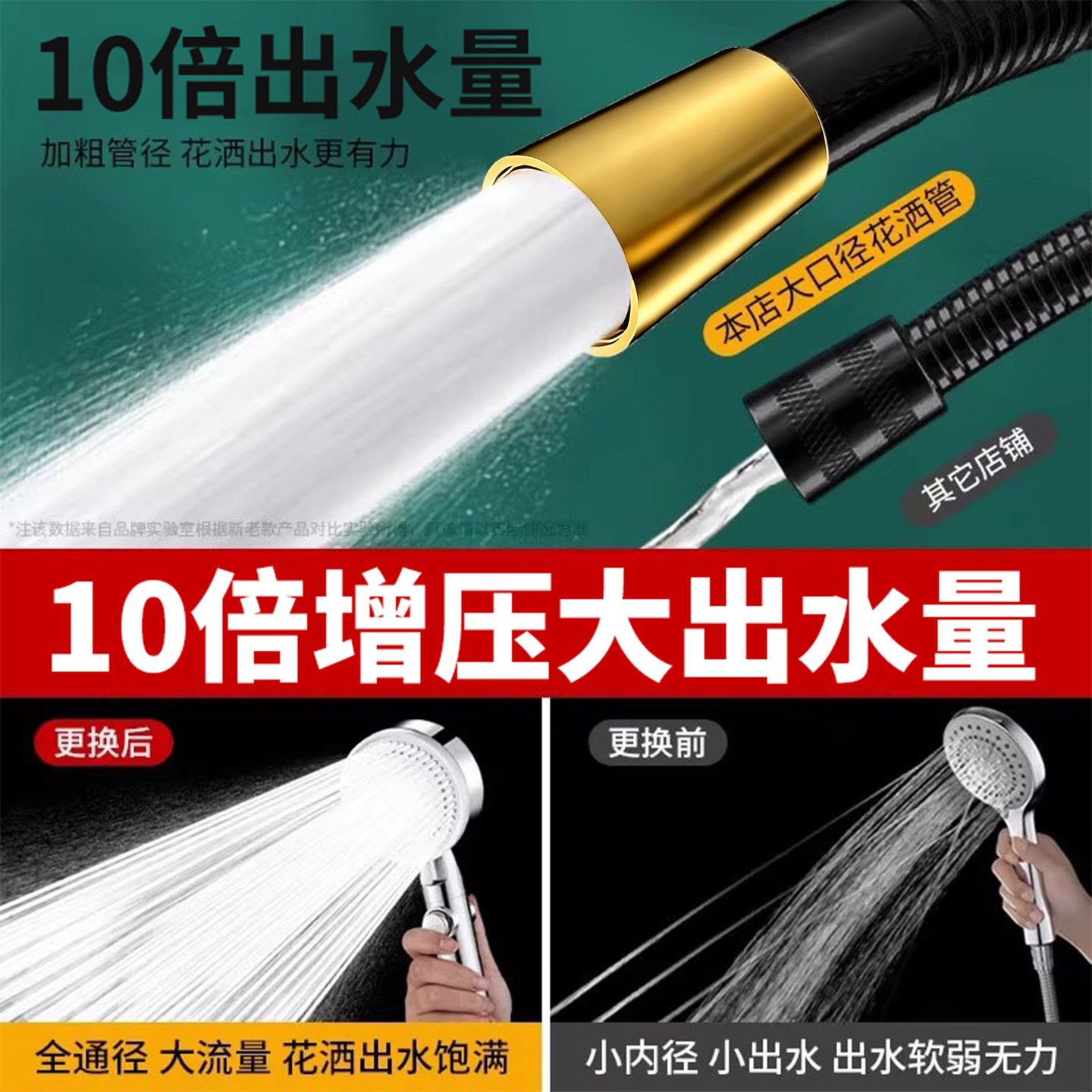 特大口径花洒软管通用淋浴洗澡卫生间增压水管子大流量不锈钢加粗