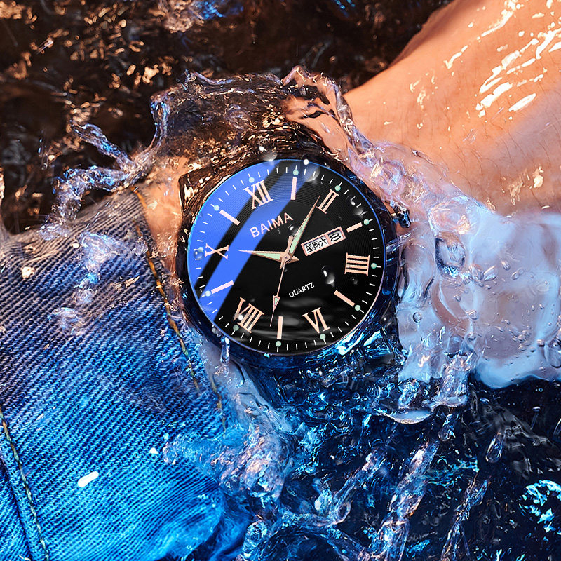 初中学生潮流超薄电子高中黑机械表 tirense国产腕表