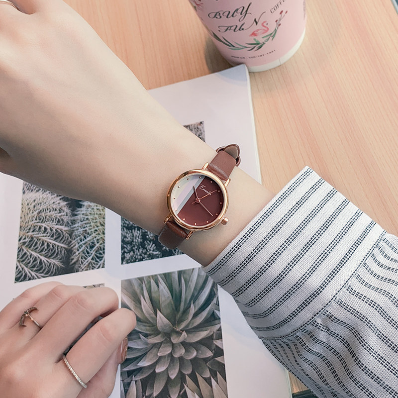 依文琳女学生韩版简约小表盘女表 依文琳手表国产腕表