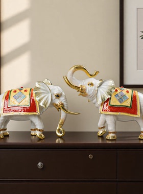 珐琅彩大象工艺品摆件乔迁礼物