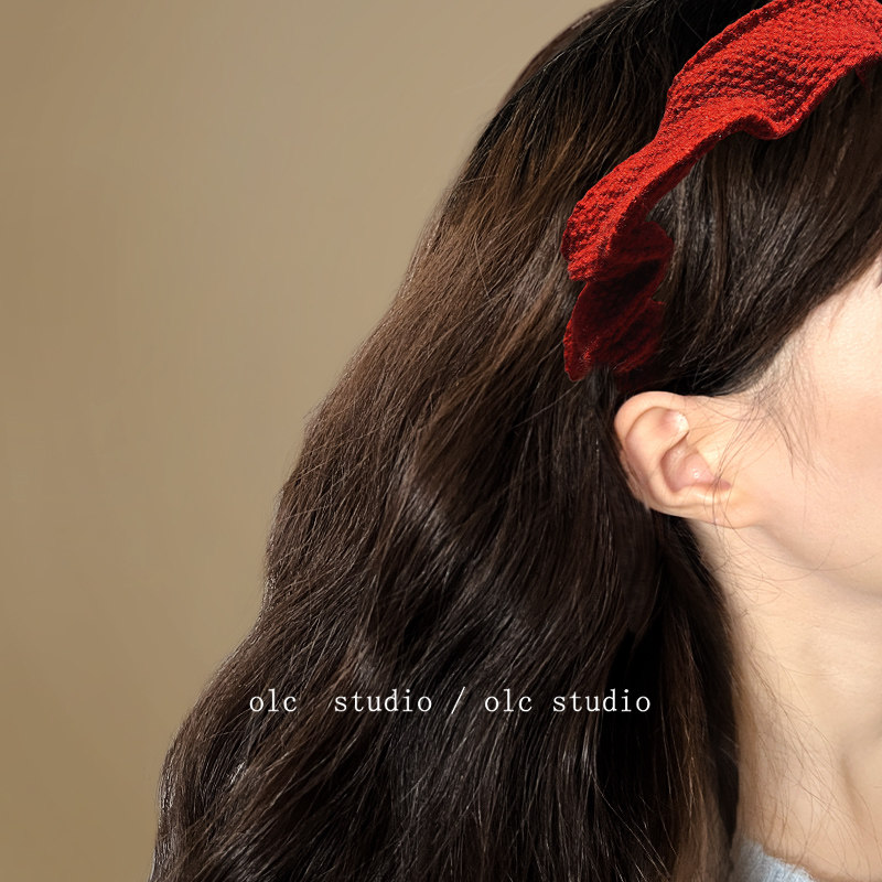 玫瑰红娇！针织秋冬高级感红色发箍女款新款头箍复古旅行发卡,淘宝优惠券,粉丝福利购,淘宝优惠卷