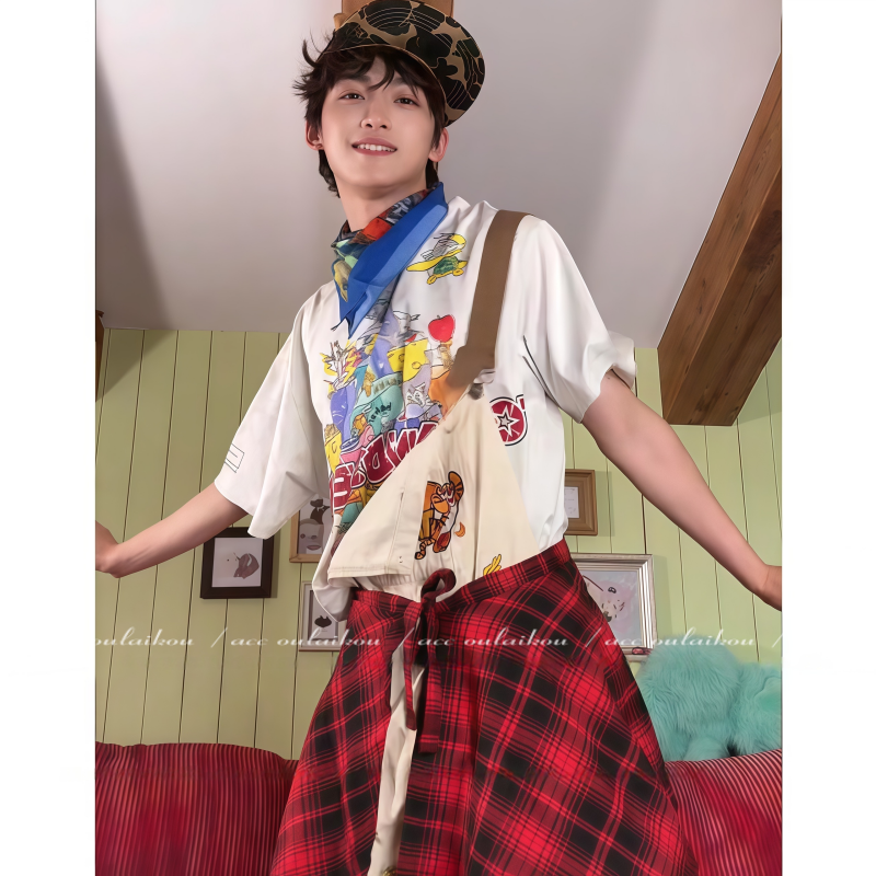 红色格子系腰屁帘美式高街一片式系带腰链下摆嘻哈风腰带叠穿新品,淘宝优惠券,粉丝福利购,淘宝优惠卷