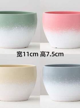 多肉花盆陶瓷大号创意手绘田园透气家用桌面吊兰绿萝花盆套装批发