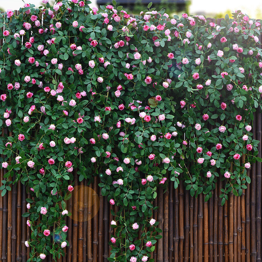 仿真玫瑰花假花藤条空调管道墙面遮挡装饰缠绕吊顶叶藤蔓绿植蔷薇
