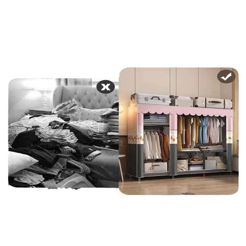 折叠简易衣柜家用卧室免安装布衣橱小户型全钢架结实耐用出租房用,淘宝优惠券,粉丝福利购,淘宝优惠卷