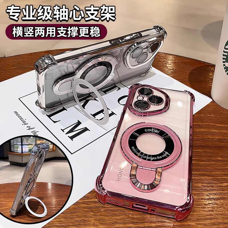 适用于荣耀400pro海外版手机壳带镜头膜Honor400保护套气囊防摔DNY-NX9硅胶软壳DNP全包hono透明case外壳新款 - 图0