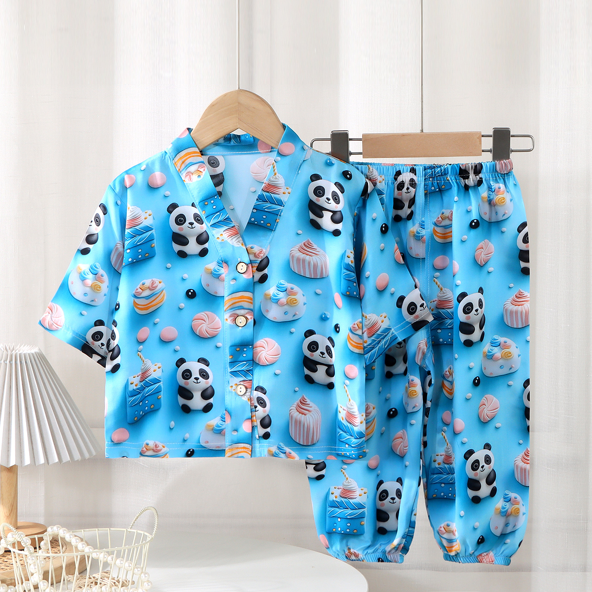 儿童家居服套装男童女童夏季薄款空调服宝宝夏天睡衣中大童两件套
