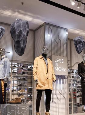 悬挂式仿真玻璃钢空心石头摆件悬浮艺术装饰橱窗会所轻奢造景软装