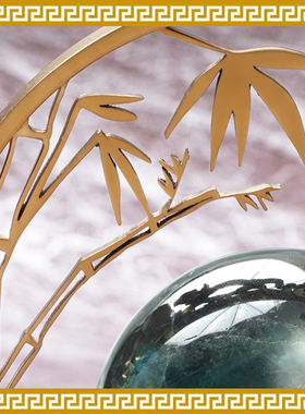 麦玲玲吉庆堂螢之光-文昌许愿球绿萤石开运竹逢考必过水晶球摆件