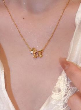 马年项链时尚中国风新年锁骨链精致小马吊坠沙金小众百搭国潮项链