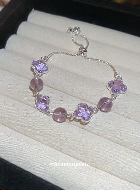 镶钻水晶花朵可调节手链时尚精致手环轻奢高级感百搭气质手串手饰